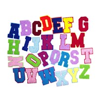 Expédition immédiate : 26 lettres anglaises multicolores en broderie 3D, patch en chenille, patch en feutre brodé pour vêtements