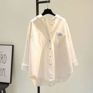 Take a smiling face <strong>shirt</strong> women 2025 new relaxed thin casual temperament all wear cardigan <strong>shirt</strong> women <strong>outside</strong> - Product Image 4