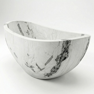 อ่างอาบน้ำรูปวงรีสุดหรูสั่งทำพิเศษ วัสดุไวโอลากัสสีขาว สำหรับแช่ตัวแบบลอยตัว เหมาะสำหรับห้องน้ำในบ้านหรือวิลล่า - Product Image 3