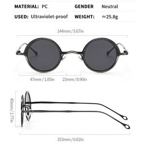 Lunettes de soleil polarisées pour hommes, style rétro classique, en alliage, steampunk, UV400, petites, rondes, punk, avec logo personnalisé 2025 - Product Image 5