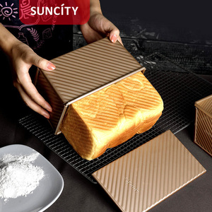 Suncity Non-Stick Corrugated Bread Loaf Pan 450g With Lid Pfoa Free For Home Oven Baking - Product Image 4