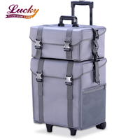 Vente en gros Train professionnel 2-en-1 trousse de maquillage à roulettes trousse de maquillage portable trousse de rangement pour vernis à ongles trousse de maquillage