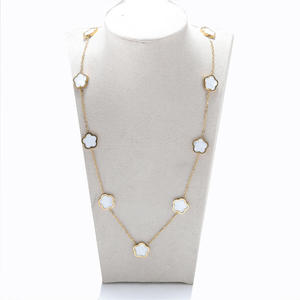 <span class=keywords><strong>Collana</strong></span> Trifoglio Nero in Acciaio Inox Placcato Oro 18K, Gioiello Smaltato a Quattro Foglie per Donna, Accessorio Moda per Feste - Product Image 2