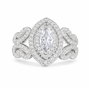 Anello a farfalla floreale a forma di marquise per donna, elegante gioiello di lusso per fidanzamento - Product Image 1