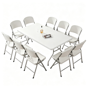 Juego de Mesa y Sillas Plegables de Plástico para Exterior, Sillas Plegables Blancas para Eventos - Product Image 3