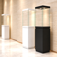 Vitrine autoportante en verre noir et blanc avec éclairage pour bijoux, colliers de diamants, parfums et exposition en magasin de détail