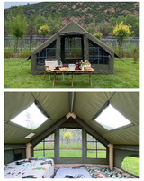 Tente gonflable de luxe 3x4m pour l'extérieur, imperméable, en tissu Oxford, quatre saisons, monocouche, avec hublot et port pour poêle, montage rapide et automatique