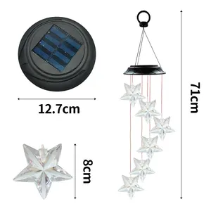 Forma di stella Carillon di Vento Solare di Potere, La Luce Solare Operato Impermeabile Lampada A Sospensione, campanelli Eolici solari Luce Esterna per il Giardino