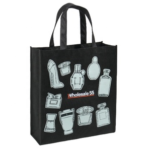 Nouveau design Sac à main imprimé avec logo Sac <span class=keywords><strong>noir</strong></span> non tissé pour vêtements, chaussures et achats - Product Image 6