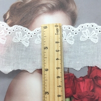 En stock, ruban en coton brodé avec nœud papillon de 5,5 cm, dentelle à motif papillon, fil de coton, tissu en coton, accessoires de bricolage pour vêtements d'enfants