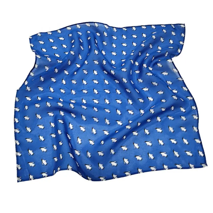 Custom Print Silk Chiffon Scarf Beautiful Blue Scarf 50x50CM Neck Scarves For Women