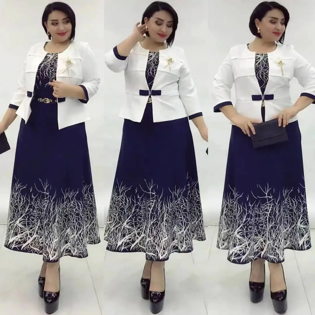 European and American women professional suit african clothing long skirt coat two-piece set for Plus Size Women's Clothing