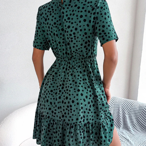 D & M estate nuova moda Casual vacanza a <span class=keywords><strong>pois</strong></span> abito in vita con stampa gonna corta da donna vita naturale drappeggiato lavabile - Product Image 3