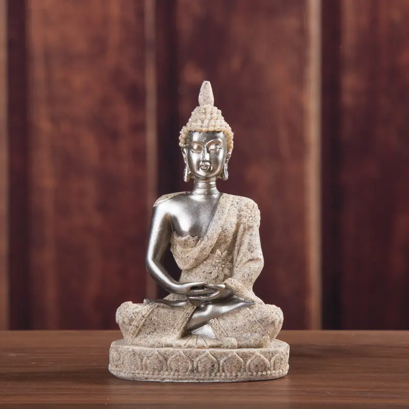 Estatua de Buda de oro y negro para decoración del hogar, mesa moderna para Interior, sala de estar, estatua, accesorios de decoración para el hogar