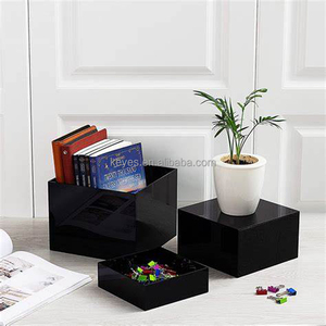 Ensemble de 3 cubes gigognes modernes en acrylique noir Présentoir de nourriture pour <span class=keywords><strong>buffet</strong></span> de mariage et de fête portable - Product Image 4