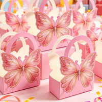 Boîte à bonbons en papier rigide avec revêtement UV, motif papillon et fleur, cadeau pour mariage ou fête, impression personnalisée en usine