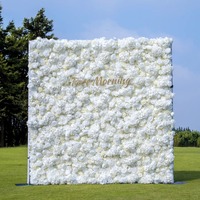 Mur de fleurs artificielles en soie blanches réalistes faites à la main pour mariage, Saint-Valentin, remise de diplôme, rentrée scolaire