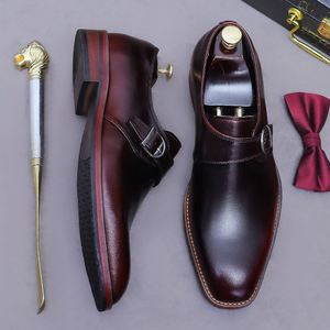 Zapatos de Cuero Genuino de Vaca de Alta Gama para Hombre, Cierre con Cordones, Estilo Casual de Negocios, Retro, Cuadrados, Transpirables - Product Image 1