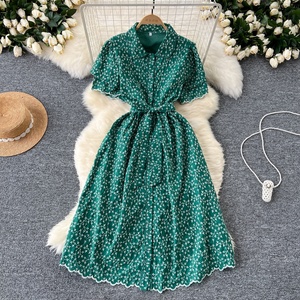 Vestidos Camiseros Casuales Franceses <span class=keywords><strong>con</strong></span> Mangas Abullonadas Bordadas y Cintura Ajustada - Product Image 4