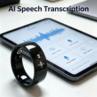 Microphone annulaire portable OEM pour enregistreur vocal, en céramique, étanche IP68, avec télécommande, assistant IA et suivi multisports