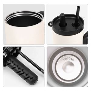 Customizable Double Wall Stainless Steel Vacuum Insulated Coffee Cup with <b>Straw</b> Custom logo Tumbler Lids Travel Mug - Product Image 3