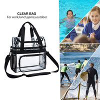 Sacs à déjeuner transparents en PVC personnalisés avec logo, approuvés pour les stades, double compartiment, imperméables, à bandoulière