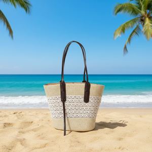Sac de plage en paille grande capacité pour femme, idéal pour les voyages et le shopping en extérieur - Product Image 2