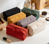 Pochette cosmétique en toile structurée personnalisée, étui de beauté haut de gamme avec fermeture éclair et doublure, OEM