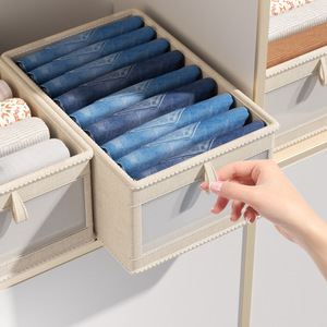 Home Use Fabric <b>Storage</b> Box Rectangle 40x28x17cm Foldable Lidless Stackable For <b>Clothes</b> Socks Sweaters - Product Image 1