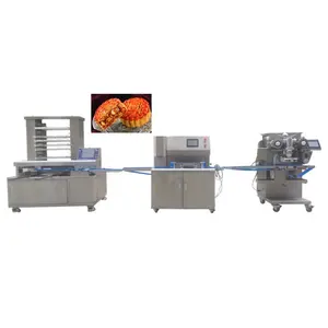 High speed Automatic Maamoul Mooncake Production Line Tray Arranging Cookies Encrusting Food Making Machine