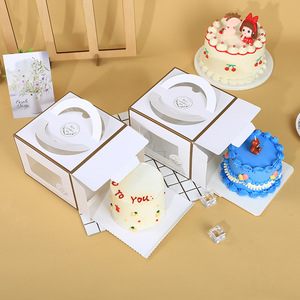 Caixa de Bolo de Aniversário Ecológica e Durável, Design para Lembrancinhas de Casamento, Embalagem Quadrada para Caixa de Bolo de 6, <span class=keywords><strong>8</strong></span> e 10 Polegadas com Janela - Product Image 3
