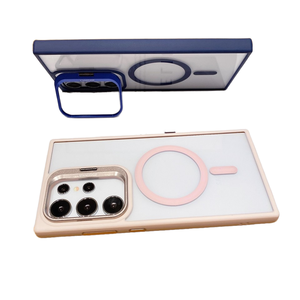 Étui de téléphone magnétique de luxe avec support d'appareil photo rabattable en métal, pare-chocs transparent en TPU, antichoc, anti-chute, compatible avec la charge <span class=keywords><strong>sans</strong></span> <span class=keywords><strong>fil</strong></span>, coque de téléphone mobile - Product Image 2