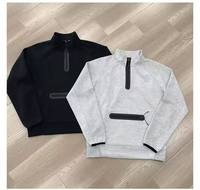 Sweat-shirt personnalisé à fermeture éclair en coton tricoté Air Layer pour homme, décontracté, avec quart de zip, style sweat à capuche