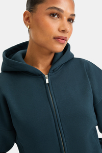 Custom Logo <strong>Cropped</strong> <strong>Zip</strong> <strong>up</strong> <strong>Hoodie</strong> Women Oversized Balloon Sleeve Ribbed Hem Heavyweight Fleece Gym Athletic <strong>Hoodie</strong> Wholesale OEM - Product Image 2