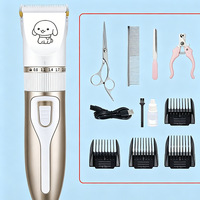 Tondeuse à poils pour animaux de compagnie rechargeable à faible bruit, kit de toilettage avec 4 peignes de guidage pour chiens et chats, rasoir électrique USB