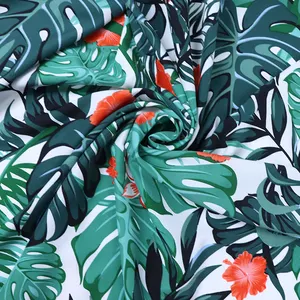 Tropical rain forest wind beach pants beach wear poliestere calico leaf pattern dress fabric