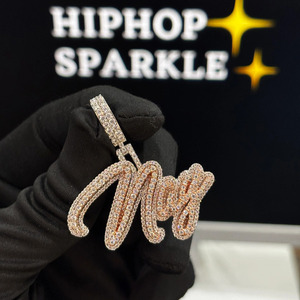 Pendentif personnalisé de haute qualité avec nom, 1,8 pouce, en argent 925 plaqué or rose, Moissanite, style Hip Hop Iced Out, bijou de luxe - Product Image 5