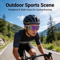 Lunettes de cyclisme coupe-vent personnalisables, demi-monture légère en PC, verres anti-rayures, verres miroir, sport