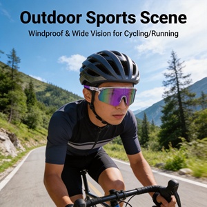 <span class=keywords><strong>Gafas</strong></span> de Ciclismo Personalizables Resistentes al Viento, Media Montura Ligera de PC, Lentes con Revestimiento Anti-Rayas, Lentes de Espejo, Deportivas - Product Image 5