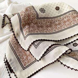 Wholesale Silk Scarf 100% Mulberry Silk Double Crepe French Minimalist Polka Dot Lace <b>Edge</b> <b>Square</b> Premium Elegant Daily Wear - Product Image 3