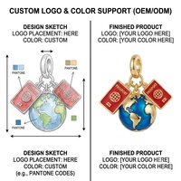 Breloques en laiton plaqué or 18 carats émaillées personnalisées en gros avec pendentifs CZ Thème Voyage Océanique pour la fabrication de bijoux et bracelets DIY
