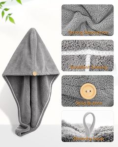 Serviette de bain en microfibre corail à séchage rapide, très absorbante, douce, design turban, pour adultes et enfants, usage domestique - Product Image 3
