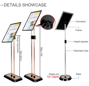 2023 couleur dorée support de sol <span class=keywords><strong>A4</strong></span> A3 A2 <span class=keywords><strong>présentoir</strong></span> en métal affiche publicitaire <span class=keywords><strong>présentoir</strong></span> extérieur - Product Image 3
