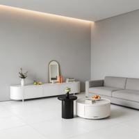 Ensemble de tables basses Lumio en blanc crème, durables, avec table d'appoint noire, style moderne minimaliste, tiroirs gigognes pour salon