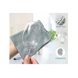 40X40Cm 300Gsm Grey Diamant Custom Microfiber Vis Schaal Poetsdoeken Sneldrogend Venster Glas Polijsten Lappen Handdoeken