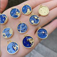 Zodiaque Horoscope Signe Médaillon Pendentif Réel 18K Plaqué Or Étincelle Astro Pièce pour Collier Bracelet Fabrication de Bijoux Fourniture L82