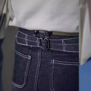Jean Amekaji ample à jambe droite en denim 9oz délavé style vintage américain, taille haute, avec boucle Paris et bords rouges, pour homme, modèle ouvrier de chantier - Product Image 4