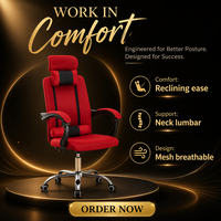 Chaise de bureau ergonomique à dossier haut, pivotante, avec support lombaire, en maille, pour le bureau à domicile