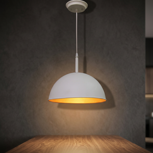 AK Brass <b>White</b> Finished Round <b>Hanging</b> Metal Pendant Light Decorative Large Light For Home & Restaurant Decor - Product Image 2
