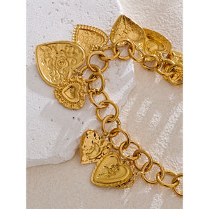 JINYOU 1519 Новое поступление винтажное Ретро металлическое ожерелье с подвесками 18K PVD золотое сердце любовь модное ожерелье - Product Image 5